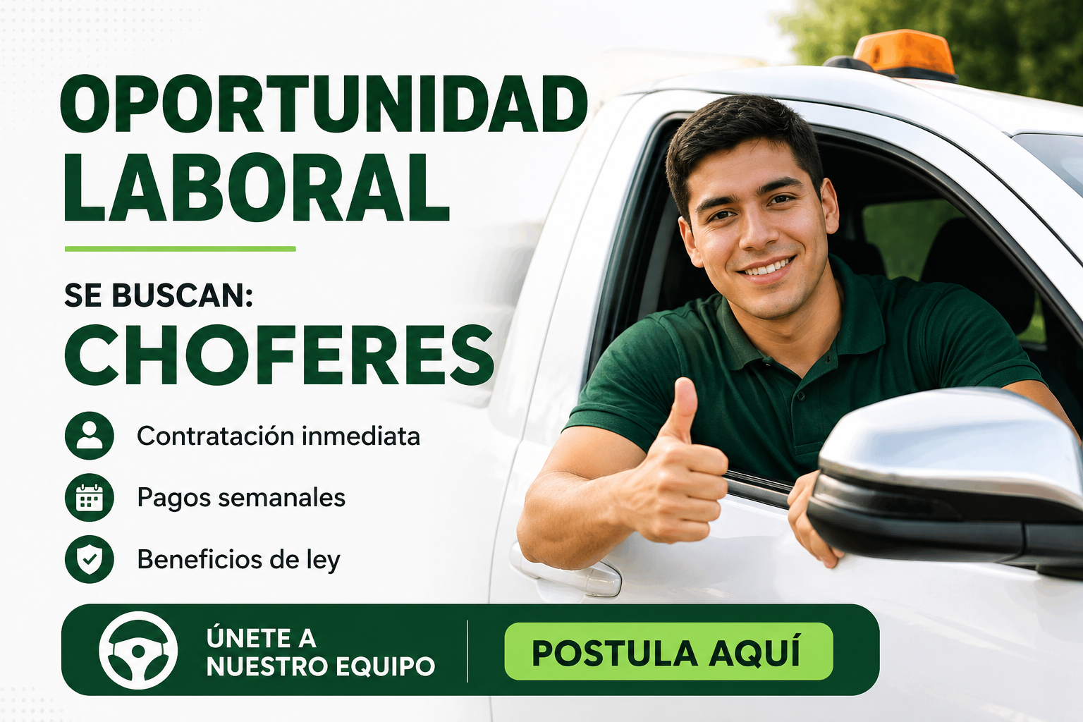 Se Requieren Conductores para Incorporación Inmediata