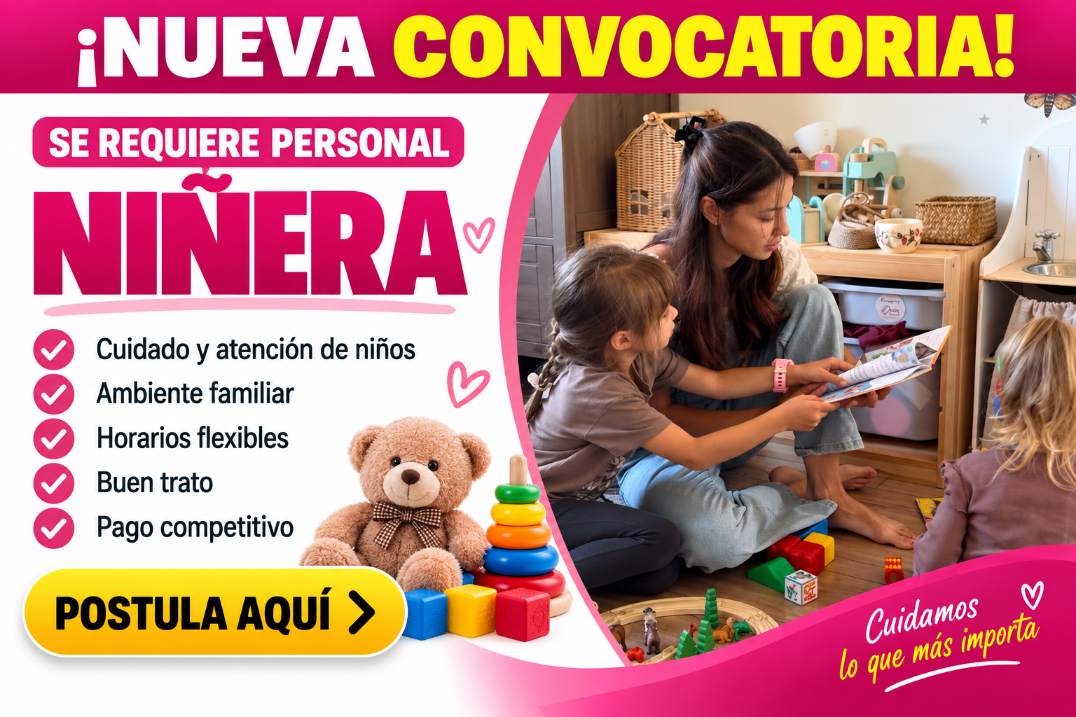 ¡Convocatoria Laboral! Trabaja como Niñera